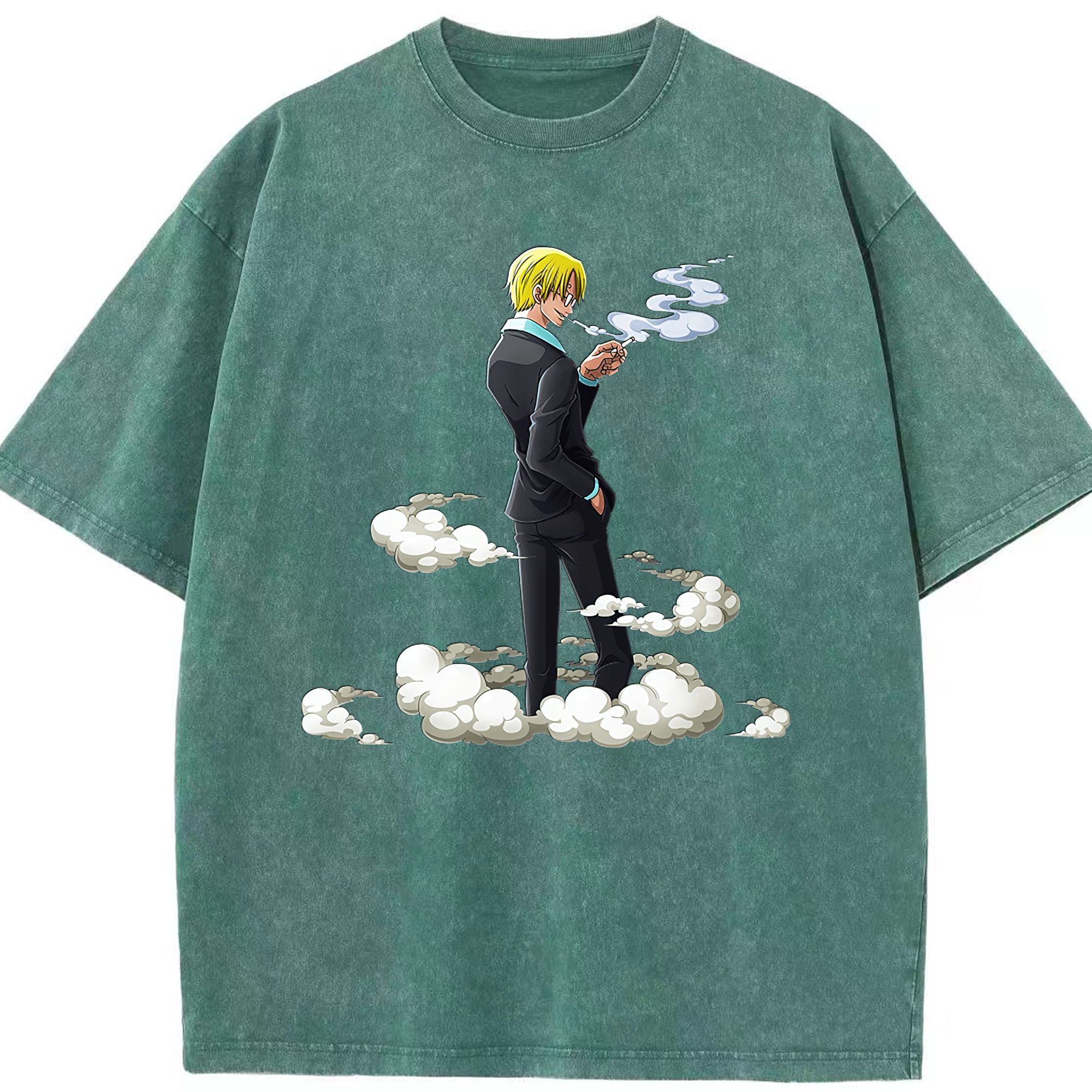 （画像用） ワンピース サンジ ONE PIECE Sanji 綿100% ヴィンテージ風 半袖Tシャツ（フロントプリント）